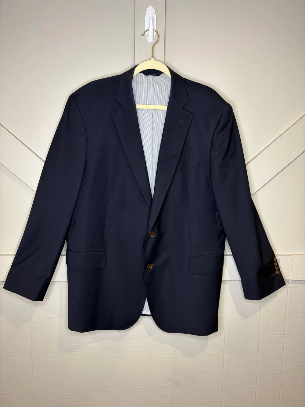 Brooks Brothers Explorer Madison Fit Navy Wool Blazer 46R Two Button Sports Coat